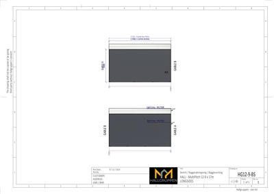 En detaljtegning som viser fargevalg og dimensjoner for gable-vegger (Gable A og Gable B) i en byggesak.