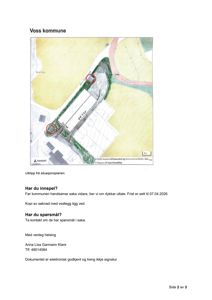 Utklipp fra situasjonsplan som viser tomt, vei og naboeiendommer.