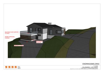 3D-visualisering av en bolig med endringsmerknader