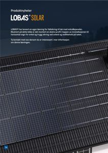 Fotografi av et tak med montert solcellepaneler og en sikkerhetsprofil.