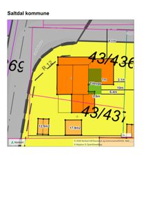Situasjonsplan som viser tomtens grenser, bygningens plassering, areal (17,9m², 12,5m²) og tilbygg.