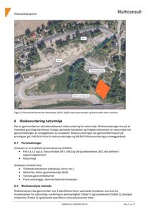 Kartutsnitt (flyfoto) av et område med markerte naturverdier og fremmede arter.