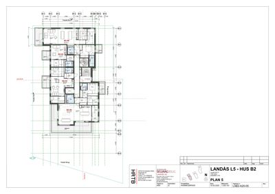 Etasjeplan (PLAN 5) som viser romfordeling, stueplan og mål for en boligtype.