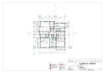 Etasjeplan (PLAN 3) som viser romfordeling og mål for en bolig i Landås L5-prosjektet.
