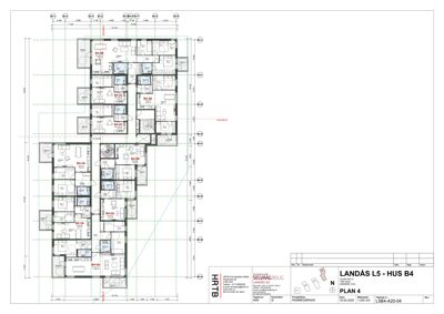 Etasjeplan (PLAN 4) som viser romfordeling, stuer og tekniske rom i en bygning.
