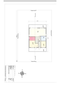 Etasjeplan (2. etasje) som viser romfordeling, vegger og fasader.