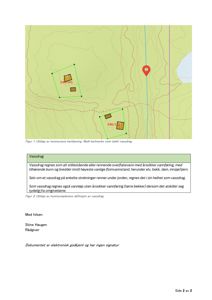 Bildet viser en kartutsnitt (kartløsning) med topografi, vassdrag og bygningsplassering, samt en definisjonstekst for vassdrag.
