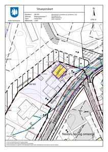 Situasjonskart som viser eiendomsnummer 28/183, Holmgutveien 7 i Asker kommune, med angitt byggefelt, isolasjonssone og nabolag.