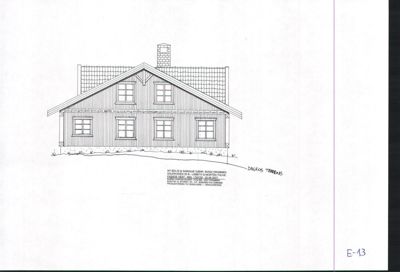 Fasadetegning av et hus sett fra fronten