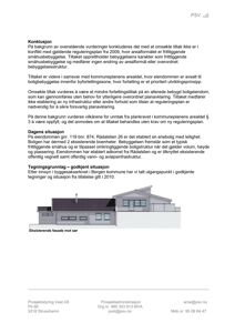 Et tegnet bilde (line-tegning) av en eksisterende fasade mot sør, inkludert tekstbeskrivelse og overskrift.