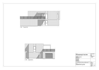 Fasadeopprikk for bygning på Torvastadvegen Tomt 308, som viser fasade mot nord og vest.