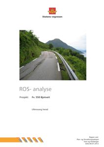 Fotografi av en vei (Fv. 550 Bjotveit) i Ullensvang herad, tatt som del av en ROS-analyse.