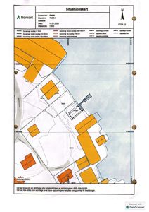 Situasjonskart som viser eiendomsinndeling, bygninger, vegnett og topografi for eiendom 78/254 i Averøy.