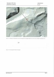 Bildet viser et utklipp fra høydedata (topografi) med en profilert linje og et punkt merket 'Profil'. Dette er en teknisk illustrasjon av terrenget, som faller under kategorien kart eller situasjonsplan.