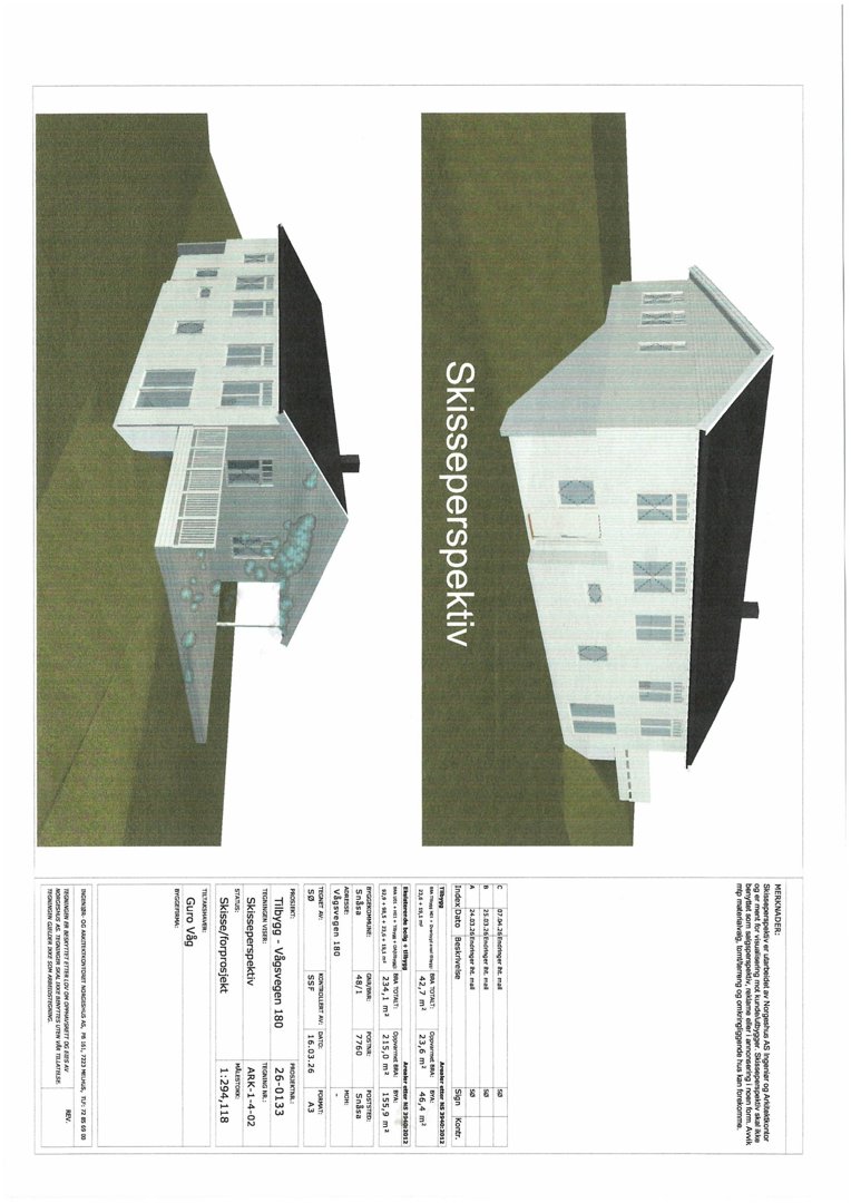 3D-skisseperspektiv av en planlagt bygning