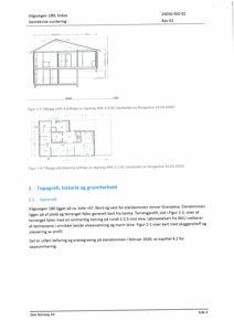 Geoteknisk vurdering med utklipp av snittegning og plantegning, samt tekster om topografi og grunnforhold.