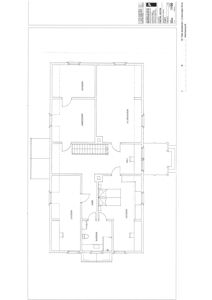 Etasjeplan som viser romfordeling, stueplassering og trapp i en bygning.