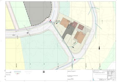 Situasjonsplan som viser tomtens grenser, eiendomsforhold, vegforhold og plassering av bygninger.