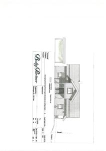 Fasadetegning (opprikk) av en bygning sett fra siden.