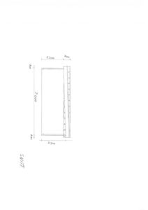 En håndtegnet teknisk detaljtegning som viser dimensjoner (2300, 7000, 2500, 800) og en konstruksjon med en ramme eller stolpe.