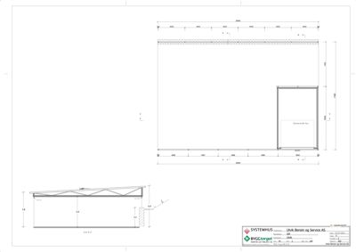 Snittegning (Snitt A-A) som viser bygningens tverrsnitt, takkonstruksjon og innvendige høyder.