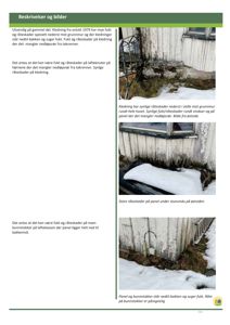 Fotografier av en bygning som viser fukt- og råteskader på panel og grunnmur.