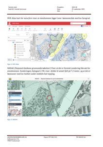 Et teknisk notat som viser kart fra NVE Atlas og NADAG for å vurdere naturfare og grunnundersøkelser på eiendommen.
