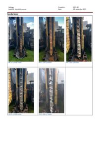 Fotografier av jordprøver (boringer) tatt på ulike dybder ved Pkt 2.