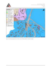 Kart over et område med geologiske soner og en markert tomt.