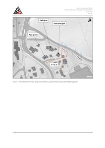 Oversiktskart som viser synlig berg, fast leire/fjell og fast grunn i et byggeområde.