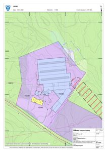 Situasjonsplan som viser tomtens beliggenhet, høydemålerlinjer, nabotomter og bygningers plassering.