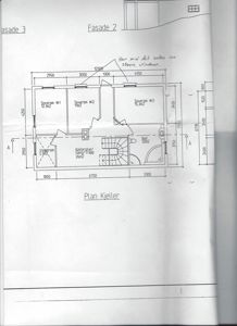 Etasjeplan for kjelleren (Plan Kjeller) med romfordeling, mål og notasjoner.