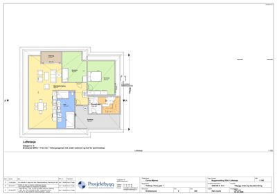 Plantegning av etasjen 4 (Loffetasje) som viser romfordeling, mål og funksjon.