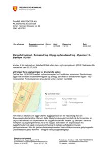 Et kart som viser eiendommen Øyaveien 13, byggegrenser, en juridisk linje (Kp juridisk linje) og en forbudsgrense i 100-metersbeltet.