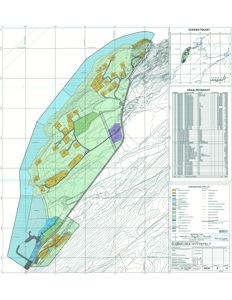 Oversiktskart og arealregnskap for et hyttefelt (Bjørkvikahyttefeltet).