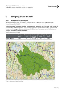 Kart som viser nedbørfeltet til Gaula ved Kotsøy, inkludert elveløp og topografi.