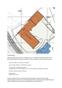 Situasjonsplan som viser eiendomsgrunnstrekker (gbnr 278/4, 278/21, 278/19, 273/15, 30/24), eksisterende bygninger, et nytt tiltak (Tilbygg) og en vei (O-7).