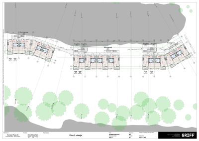 Etasjeplan (Plan 3. etasje) som viser romfordeling, leilighetsinndeling, trapperom og balkeonger for et flerboligbygg.