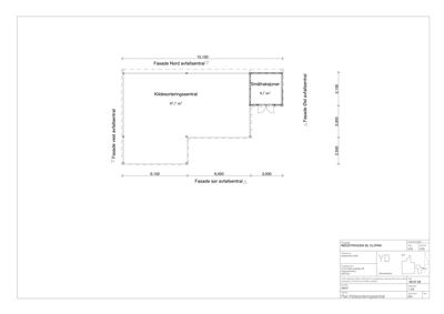 Etasjeplan for Kildesorteringssentral som viser romfordeling og mål.