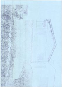 Fasadetegning som viser bygningens utside, takform og vindusoppsett.