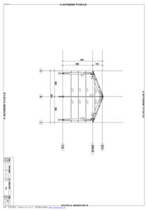 En teknisk detaljtegning som viser en konstruksjon med dimensjoner og akselnummerering.