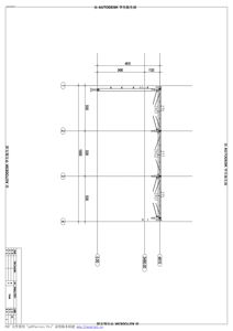 Tegning som viser detaljert konstruksjon av en vegg eller hjørne, med mål på stålprofiler (tverrsnitt) og dimensjoner.