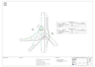 Situasjonsplan som viser rørføringsnett (DN30, DN630) i forhold til veier og bygninger.