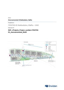 Situasjonsplan som viser tomtens beliggenhet, eksisterende og planlagt overvannsledninger, samt tilknytning til omgivelsene.