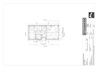 Etasjeplan (1. etasje) som viser romfordeling, dimensjoner og orientering for en bolig.