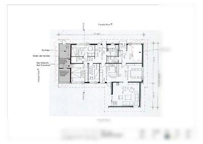 Etasjeplan (Plan 1. etasje) som viser romfordeling, dimensjoner og endringer i en bolig.