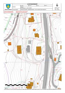 Situasjonskart (A3) som viser eiendomsgrenser, eksisterende bygninger og infrastruktur i Hyllestad/Hyggen.