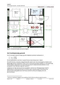 Etasjeplan eller romfordeling for en leilighet, som viser rom som stue, soverom og bad med arealangivelser.