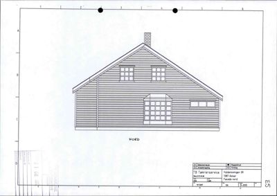 Fasadetegning av en bolig sett fra nord.