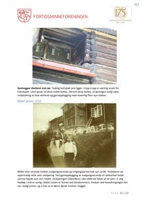 To historiske fotografier av en bygning (ett atelier) med tilhørende tekstbeskrivelser om gavlvegg, vinduer og veranda.